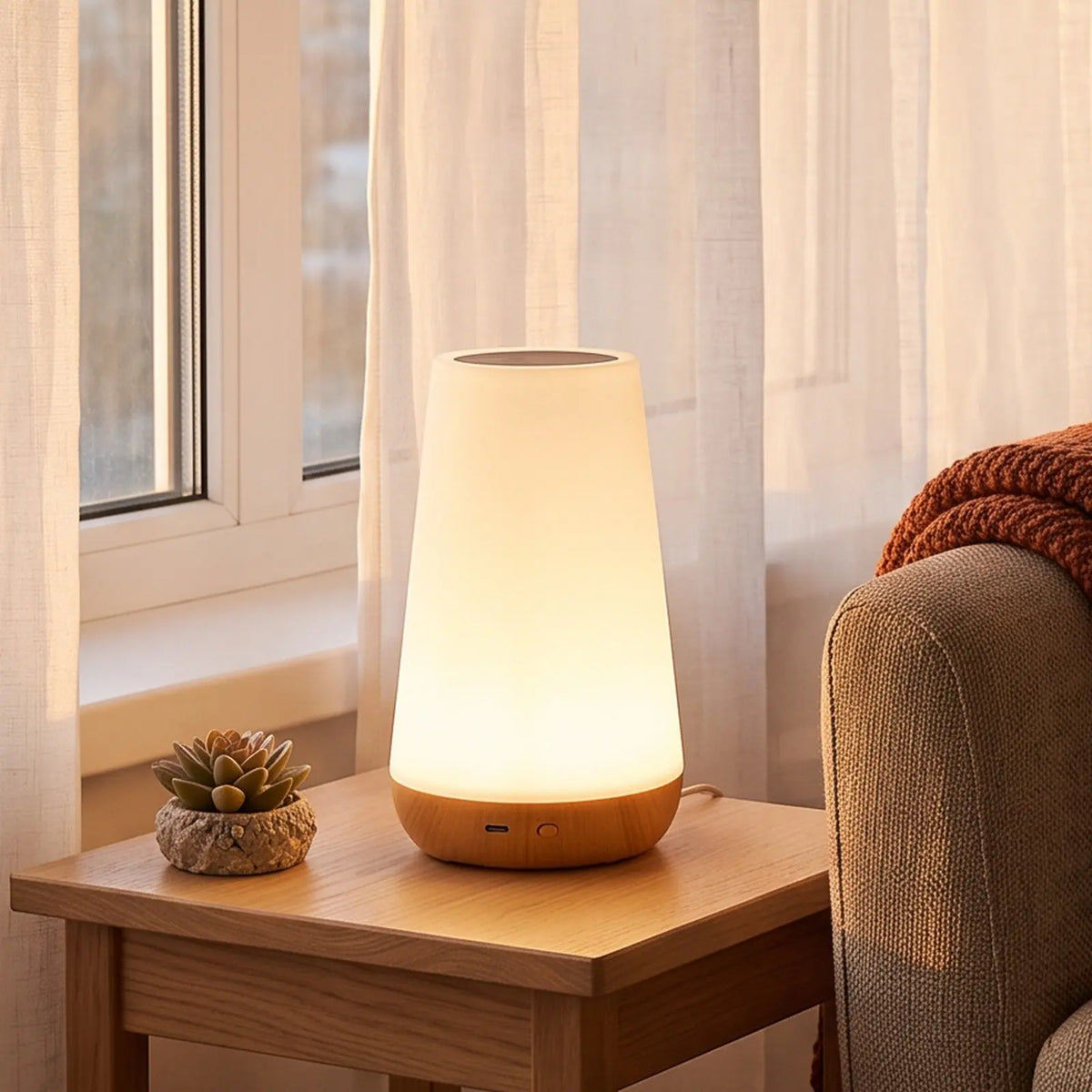 Lampe d'ambiance Halume Chroma allumée, gros plan