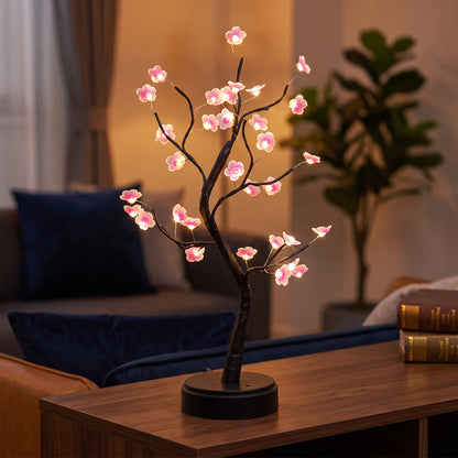 Lampe bonsaï fleurs de cerisier Halume Sakura, vue de trois quarts arrière