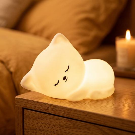 Veilleuse Chat en silicone, lumière chaude